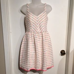 Off white sundress with gold/fluorescent accents